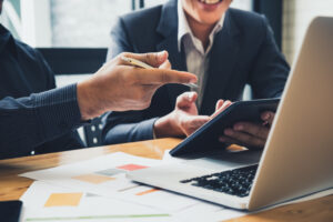 Financial planner discussing investment strategies with a client